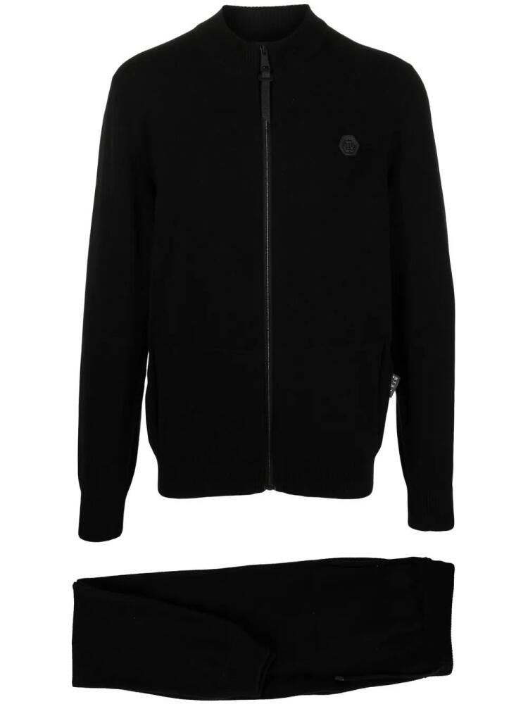 Philipp Plein logo-patch cashmere tracksuit - Black Cover