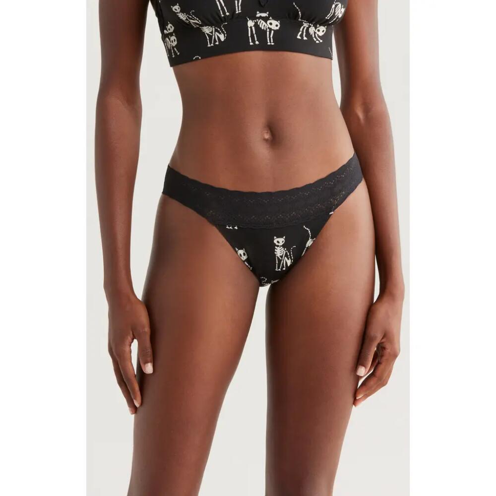 MeUndies FeelFree Lace Trim Bikini in Skelecat Cover