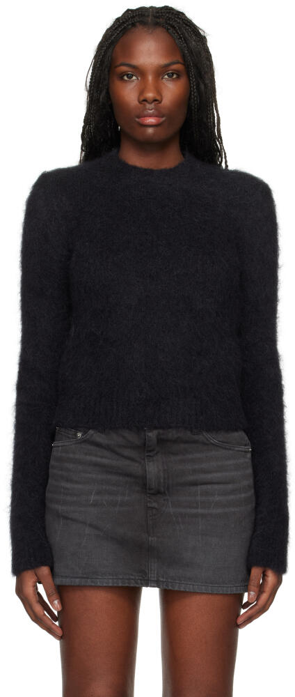 AMI Paris Black Alpaca Mohair Brushed Sweater Cover