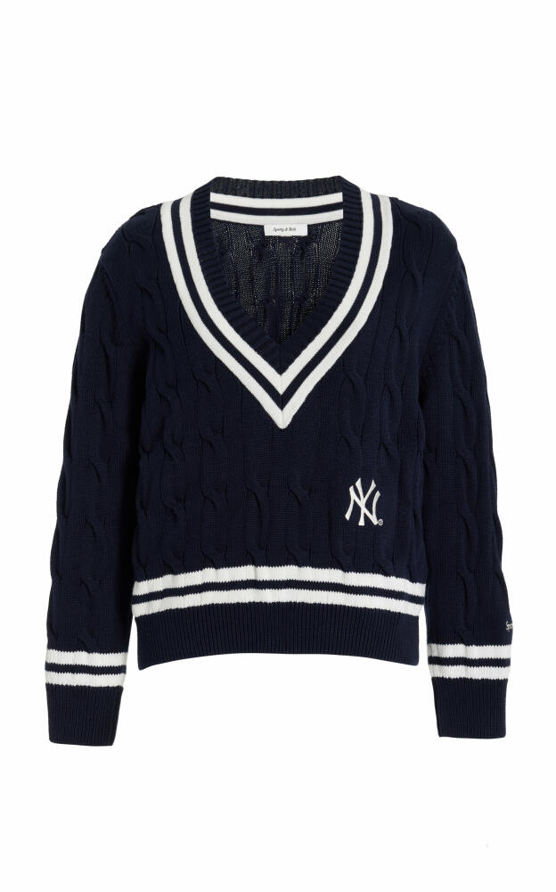 Sporty & Rich - x Yankees Cable-Knit Cotton Sweater - Navy Cover