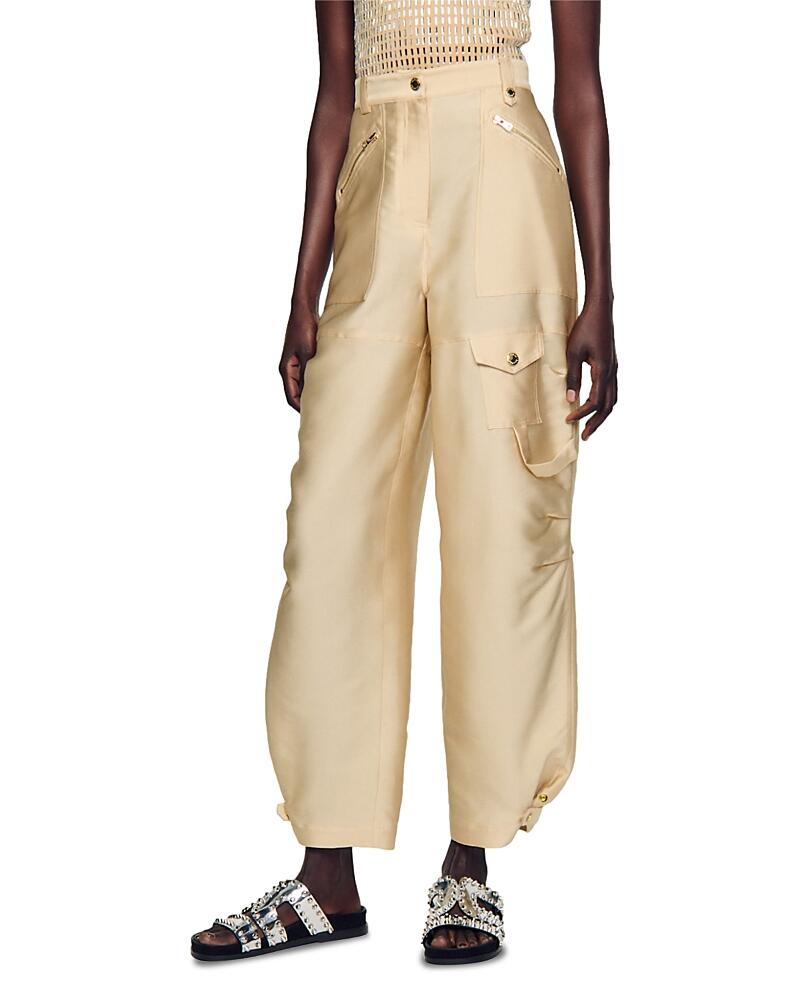 Sandro Orane Satin Effect Cargo Trousers Cover