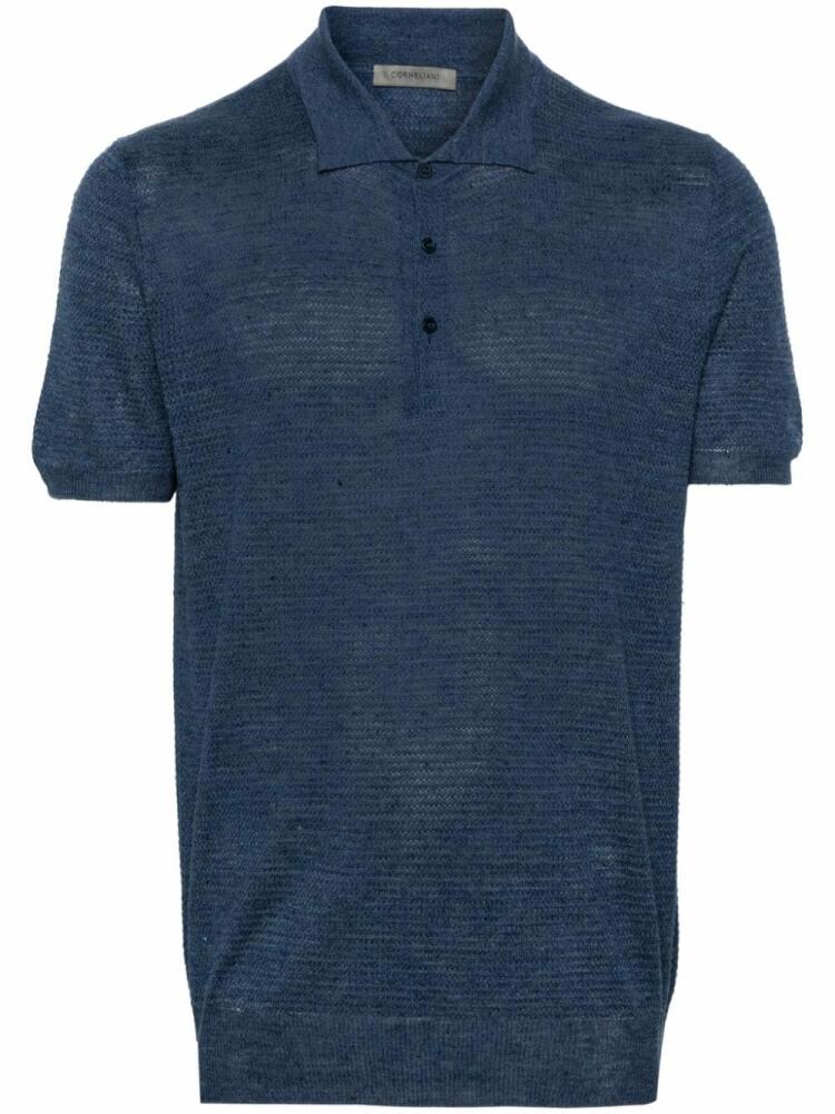 Corneliani speckle-knit polo shirt - Blue Cover