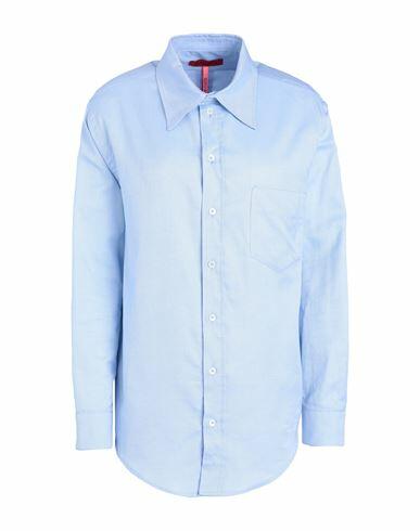 Max & co. Adr De-coated Woman Shirt Light blue Cotton Cover