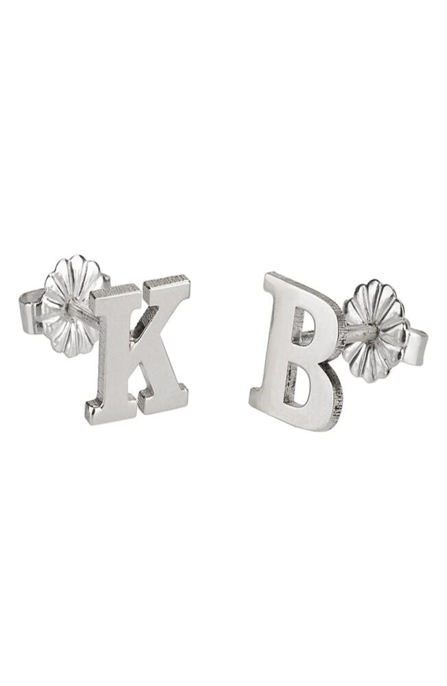 MELANIE MARIE Personalized Letter Stud Earrings in Sterling Silver Cover