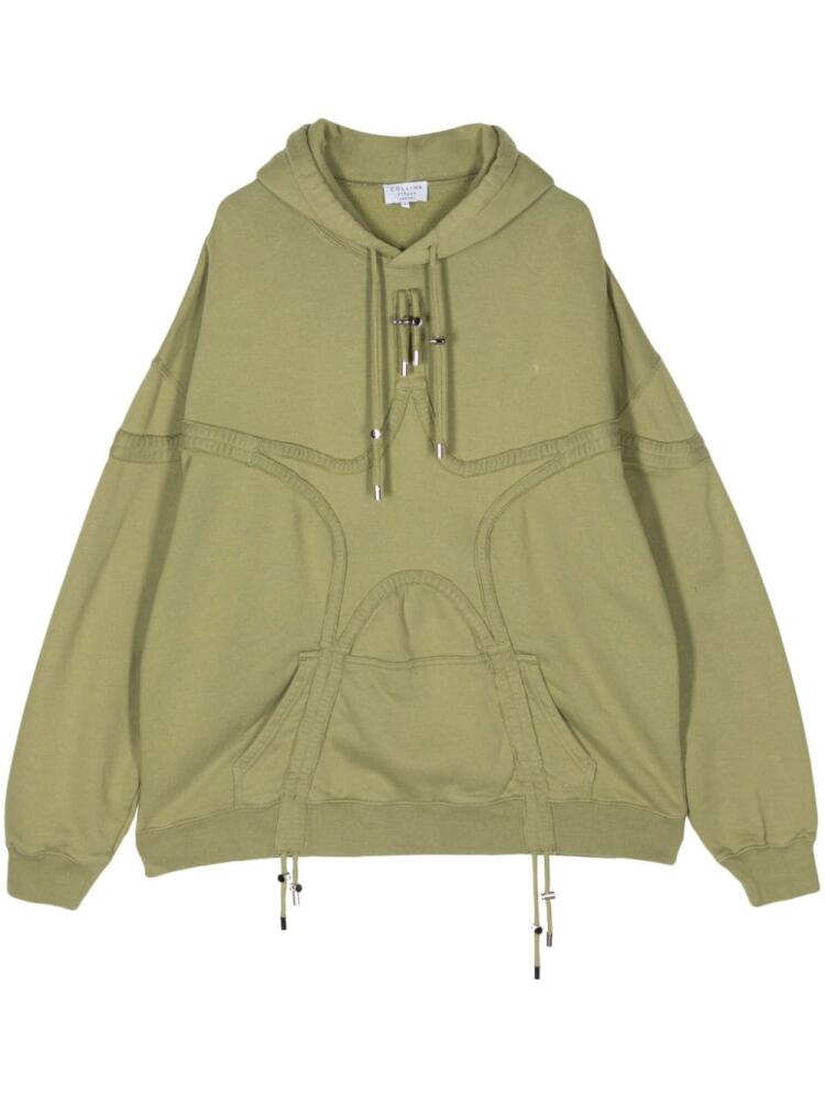 Collina Strada Star drawstring cotton hoodie - Green Cover