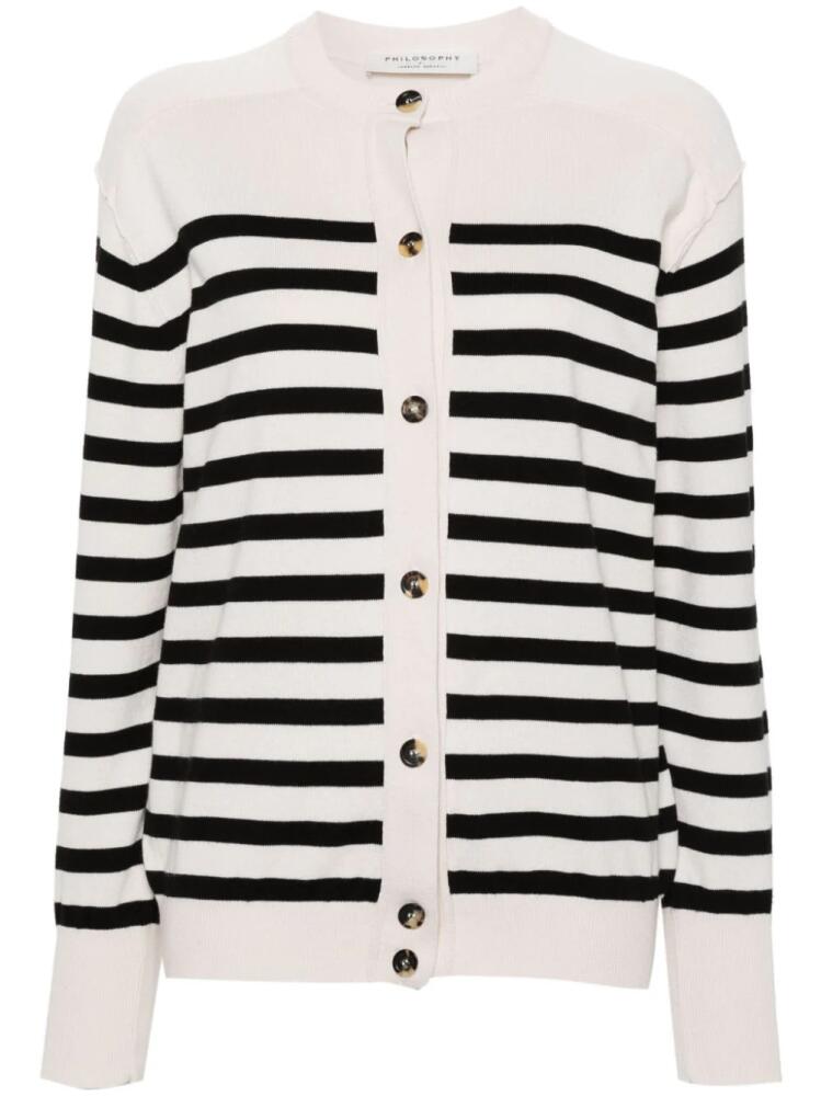 Philosophy Di Lorenzo Serafini logo-embroidered striped cardigan - Neutrals Cover