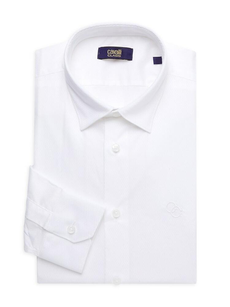 Cavalli Class by Roberto Cavalli Men's Slim Fit Logo Dress Shirt - White Cover