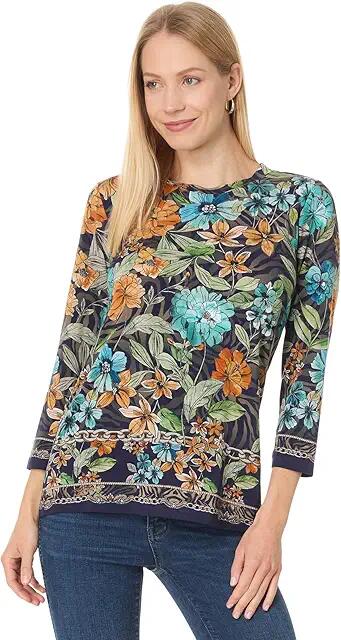 Johnny Was The Janie Favorite 3/4 Sleeve Crew Neck Tee (Lona Scarf Print) Women's Clothing Cover