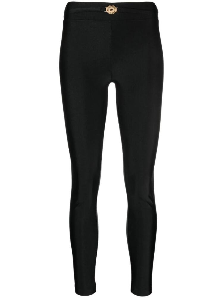 Just Cavalli logo-plaque mid-rise leggings - Black Cover