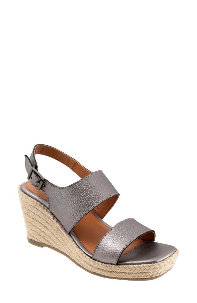 SoftWalk Hartley Slingback Espadrille Wedge Sandal in Pewter Metal Cover