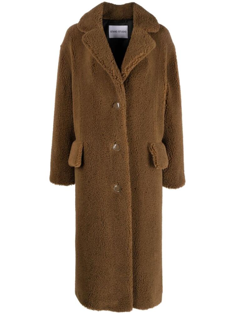 STAND STUDIO single-breasted faux-fur coat - Brown Cover