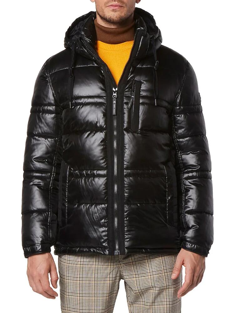 Andrew Marc Men's Gotham Hooded Liquid Puffer Jacket - Black Cover