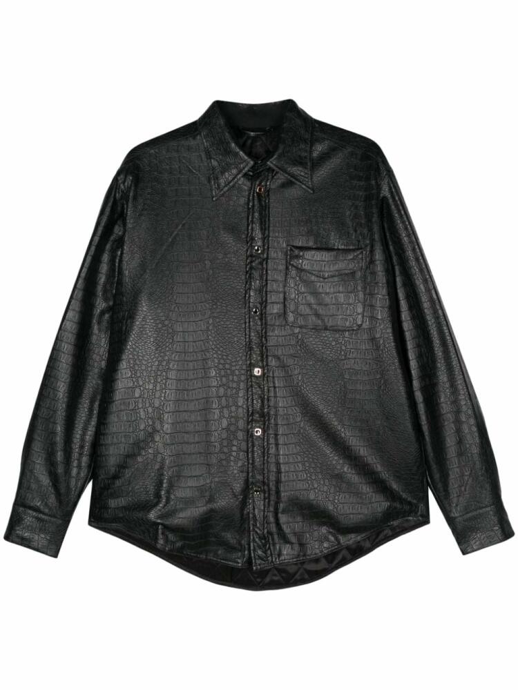 4SDESIGNS reptile-texture faux-leather shirt - Black Cover