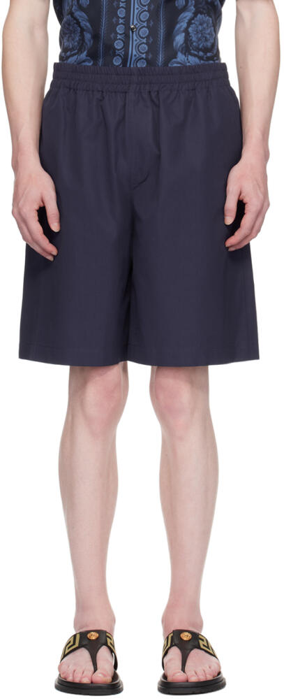 Versace Navy Embroidered Shorts Cover