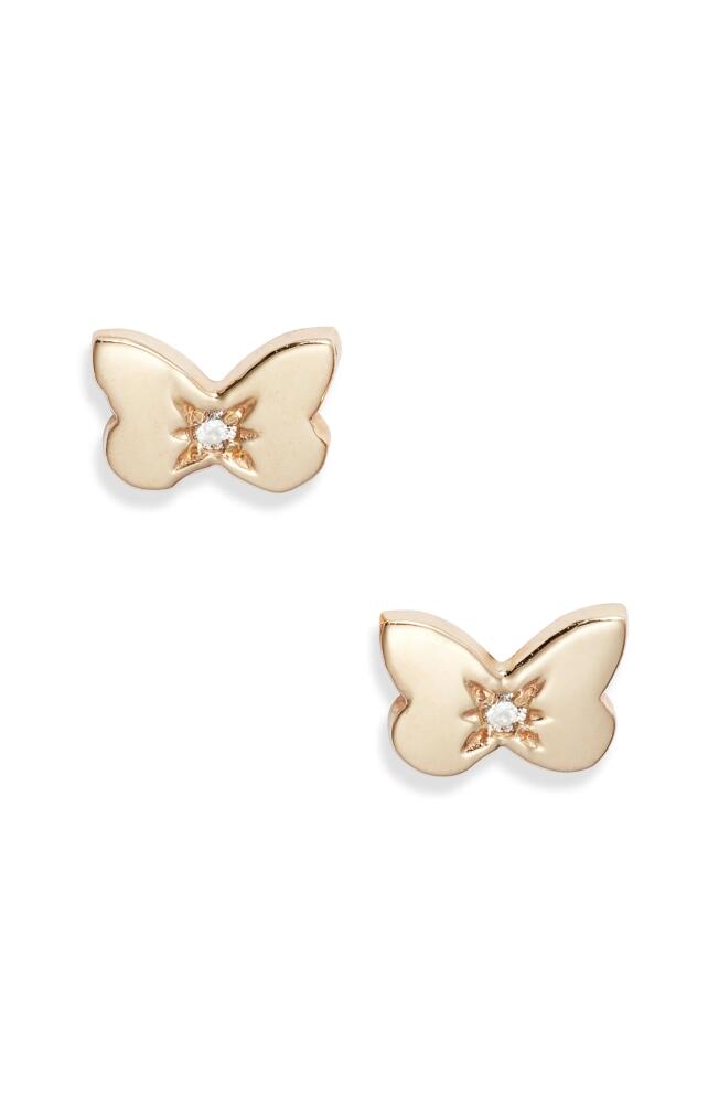 Anzie Mini Diamond Butterfly Stud Earrings in Gold Cover