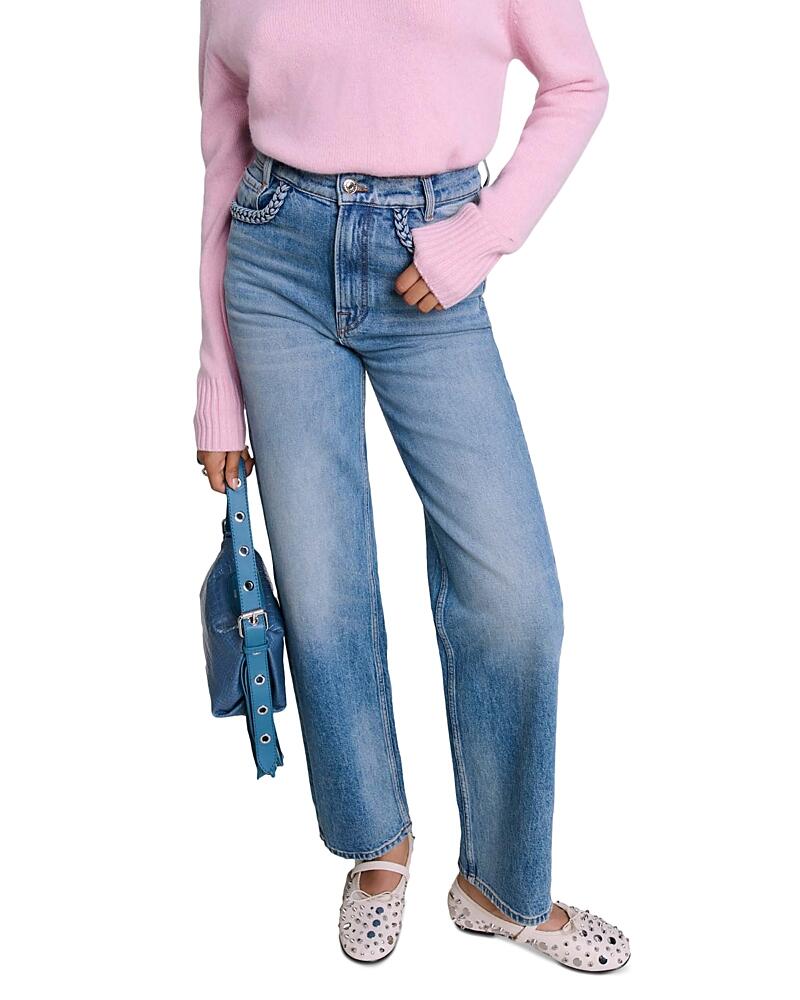 Maje Pochetresse Straight Leg Jeans in Blue Cover