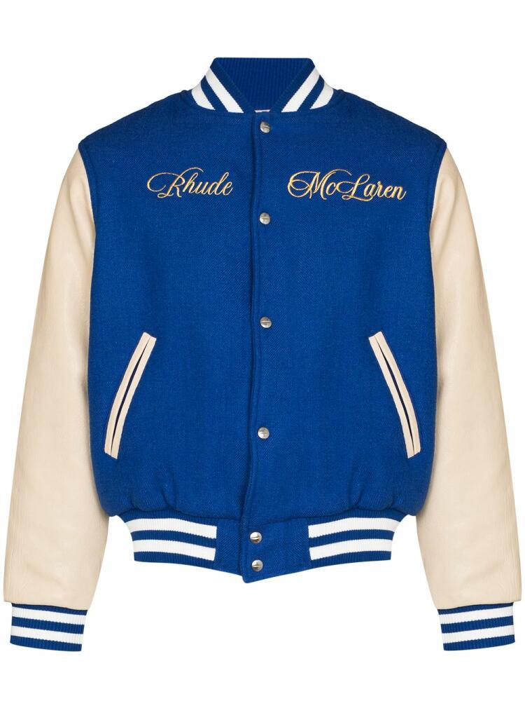 RHUDE x McLaren varsity bomber jacket - Blue Cover