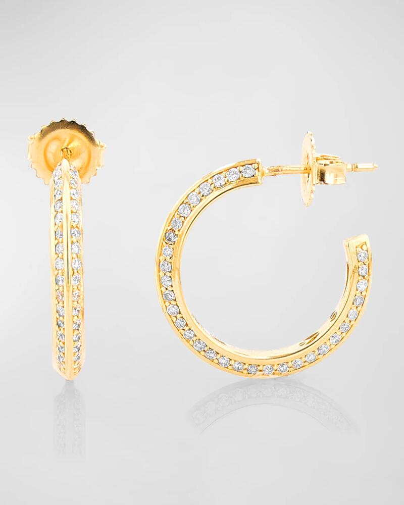 Sheryl Lowe 14k Yellow Gold Knife Edge Diamond and Icon Gallery Hoop Earrings Cover