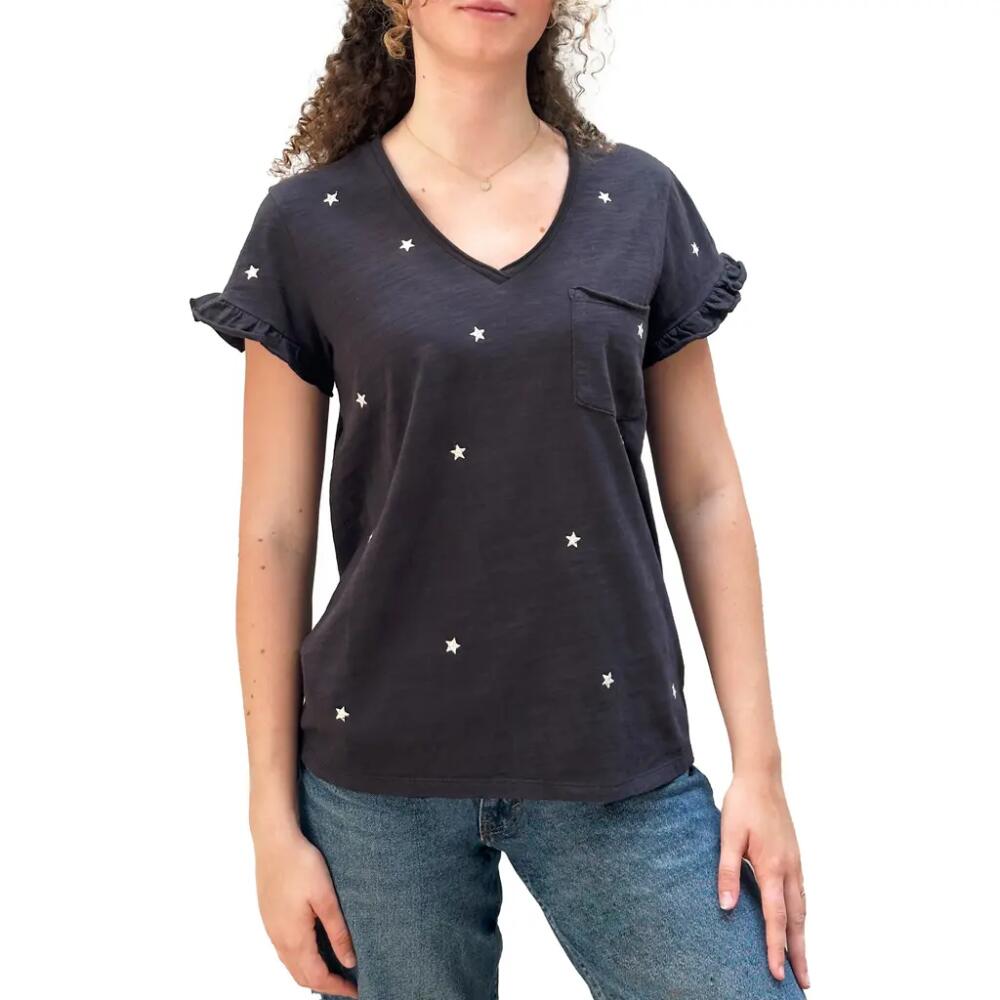 Billy T Embroidered Stars T-Shirt in Washed Black Cover