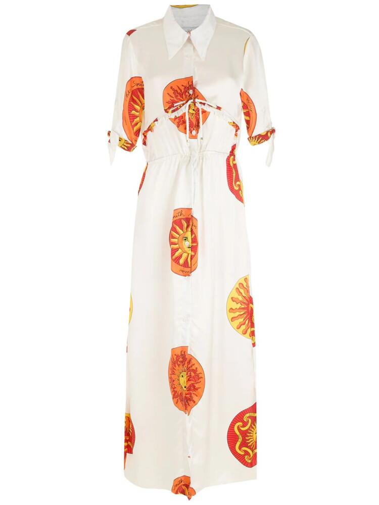 Amir Slama sun-print long shirt dress - White Cover