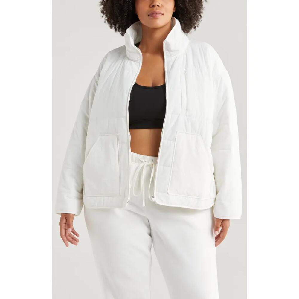 Zella Quilted Packable Jacket in Ivory Cloud Cover