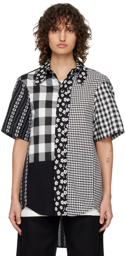 ADER error Black & White Paneled Shirt Cover