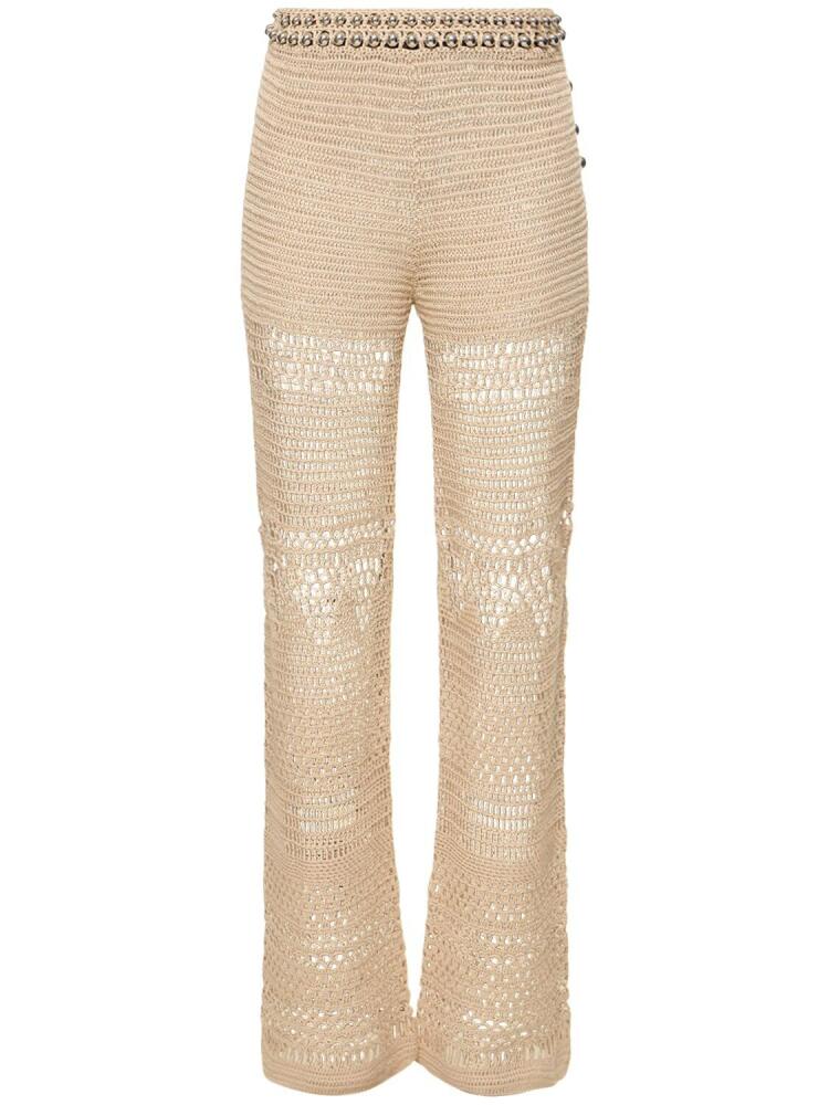 RABANNE Crochet High Waisted Straight Pants Cover