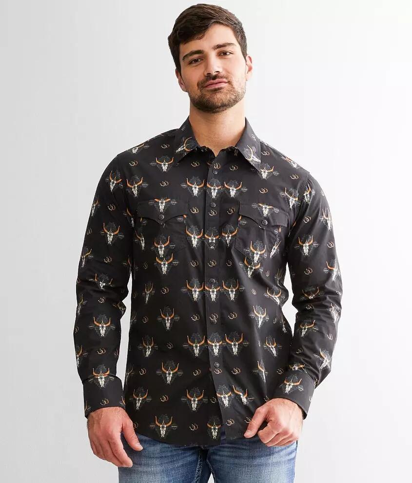 Rock & Roll Denim Bull Skull Shirt Cover