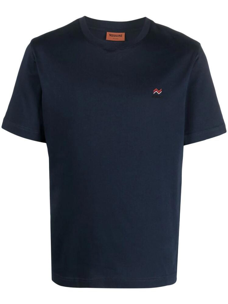 Missoni logo-embroidered cotton T-shirt - Blue Cover