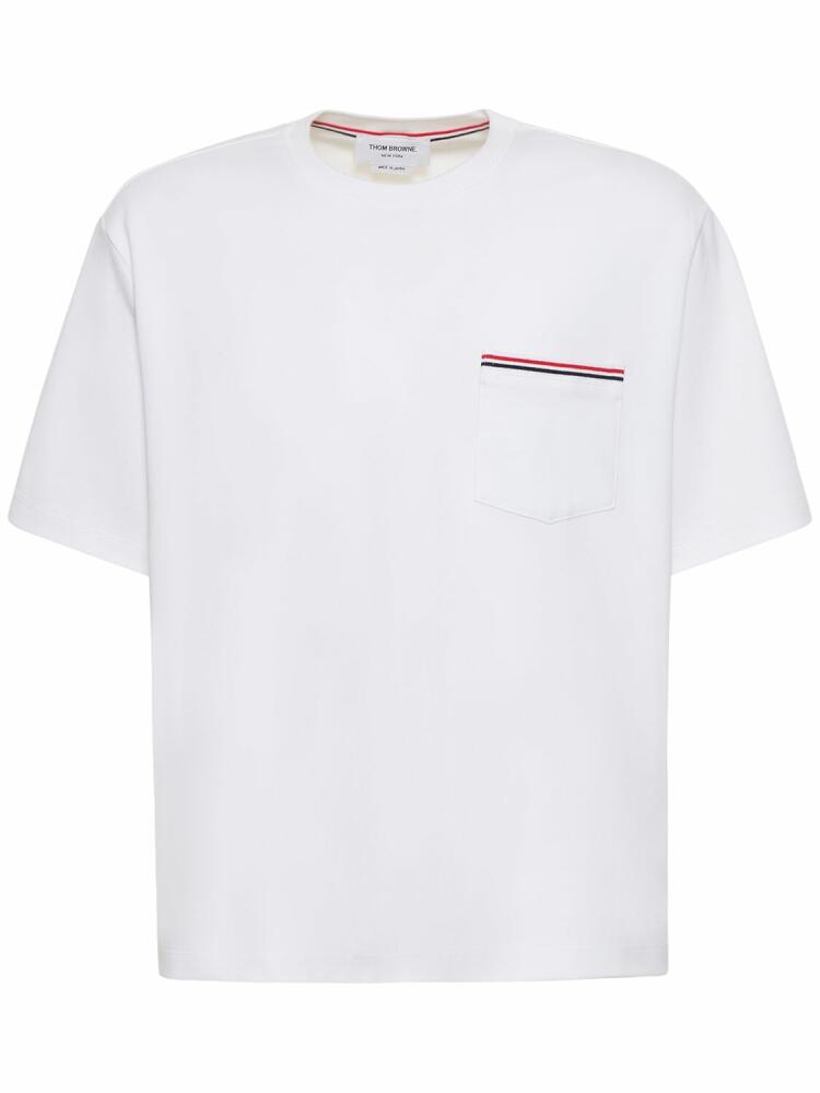 THOM BROWNE Cotton Jersey T-shirt With Striped Trim Cover