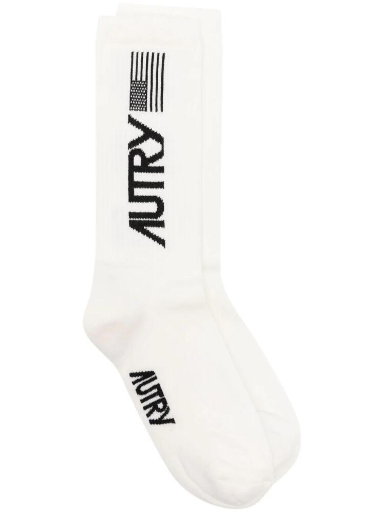 Autry intarsia-logo knitted socks - Neutrals Cover