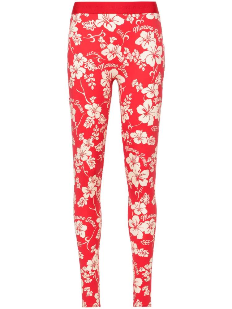 Marine Serre Regenerated floral-print leggings - Red Cover