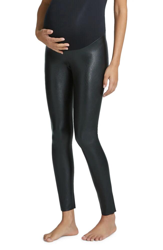 Commando Over the Bump Faux Leather Maternity Leggings in Black Cover