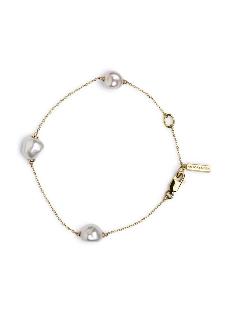 AUTORE MODA 9kt yellow gold Sophia Keshi pearl anklet Cover