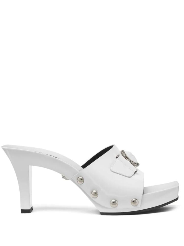 Versace 60mm Medusa-buckle patent-leather clogs - White Cover