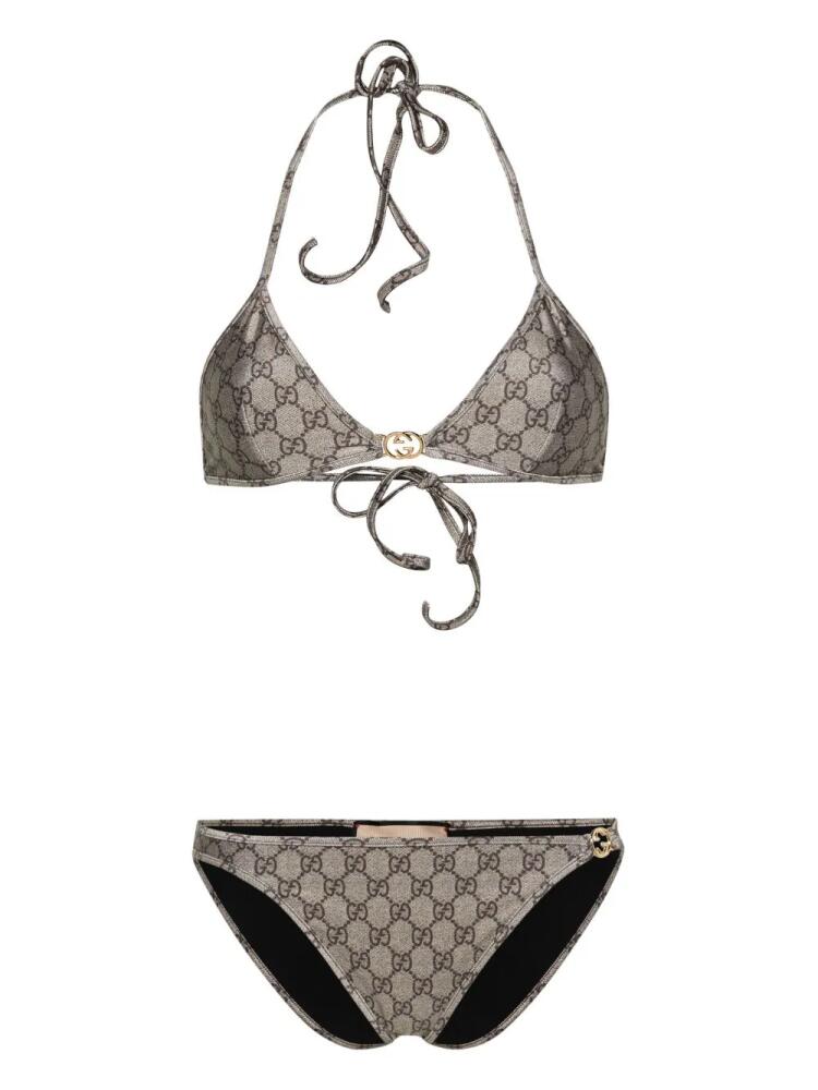 Gucci GG Supreme-print triangle bikini - Neutrals Cover