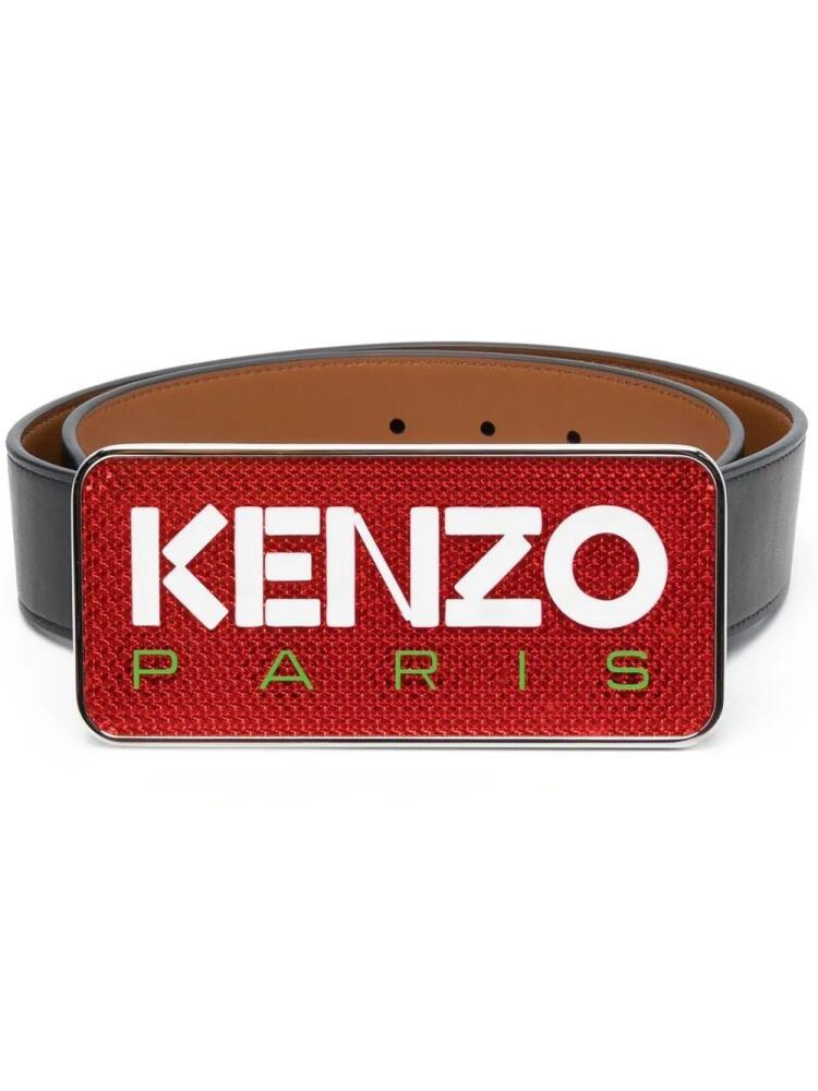 Kenzo logo-buckle leather belt - Black Cover