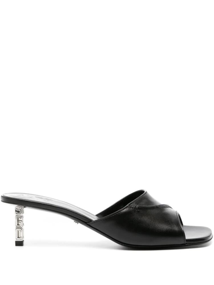 GCDS 60mm logo-heel leather mules - Black Cover