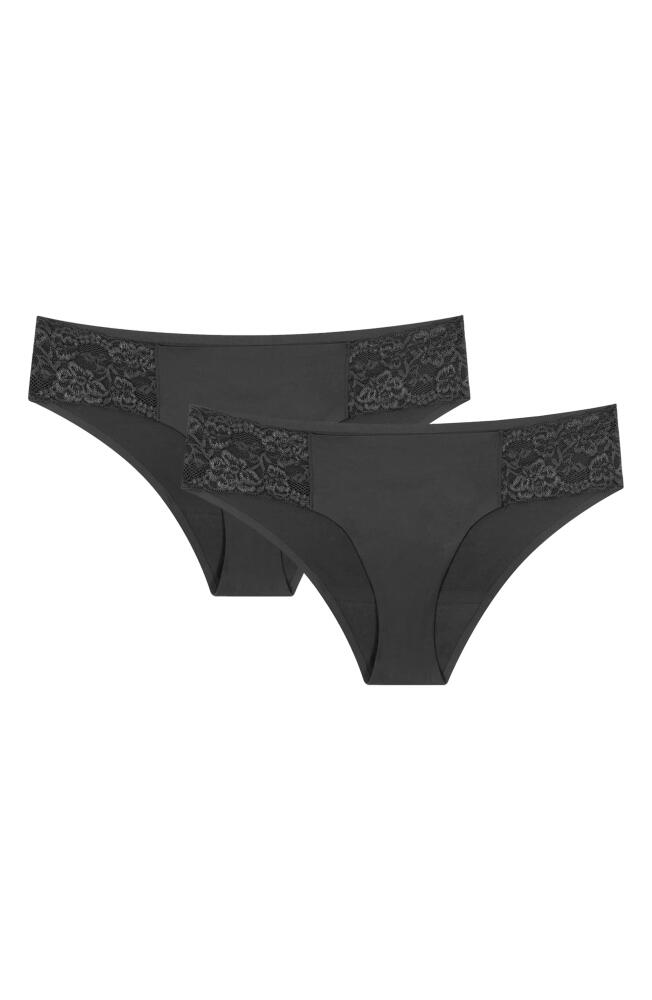 Proof® 2-Pack Period & Leak Proof Lace Moderate Absorbency Cheeky Panties in Black/Black Cover