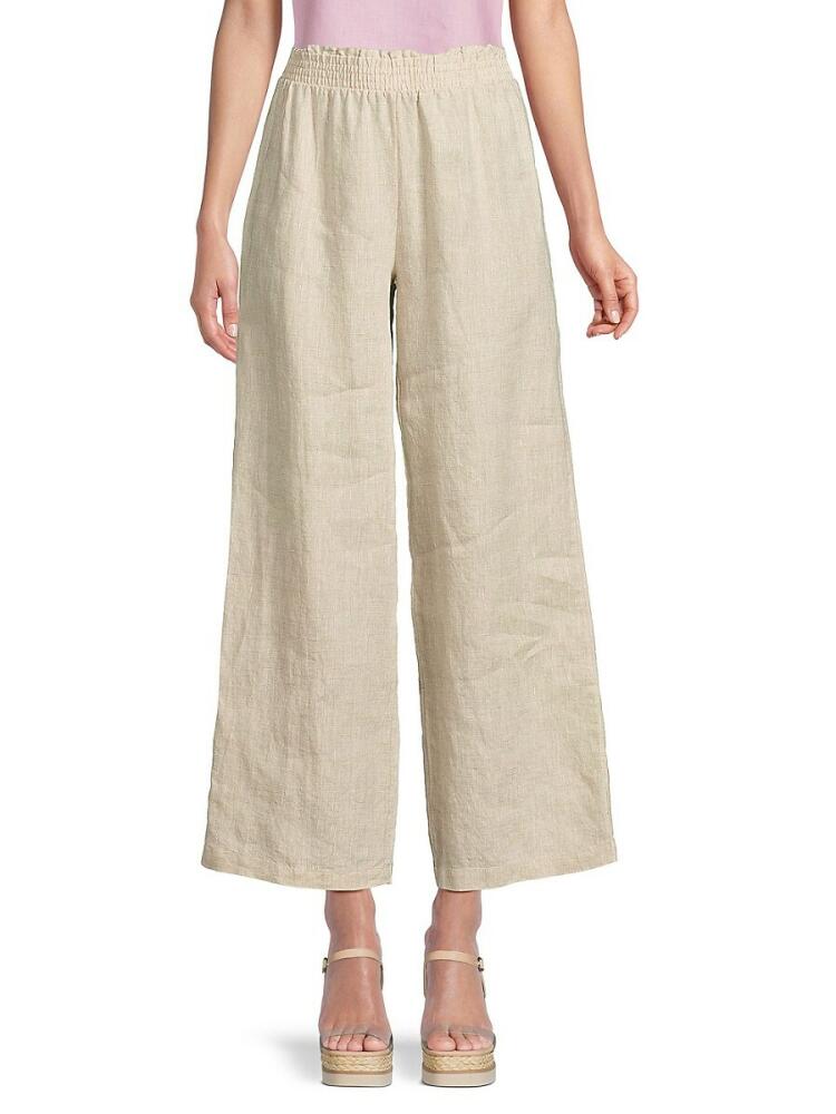 Saks Fifth Avenue Women's 100% Linen Wide Leg Pants - Natural Cover