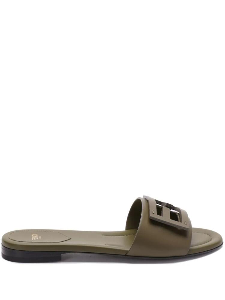 FENDI FF Baguette-cut-out slides - Green Cover