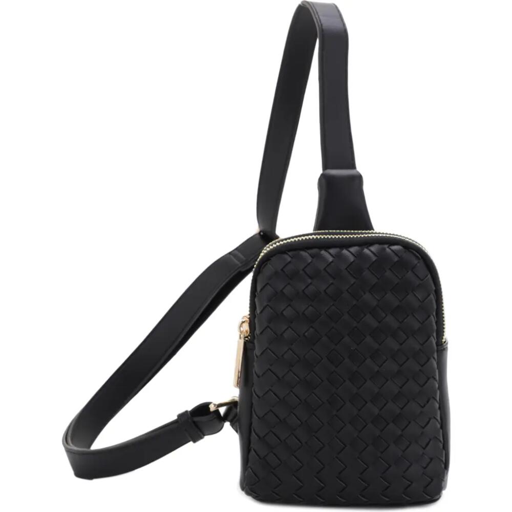 Mali + Lili Haley Woven Recycled Vegan Leather Sling Bag in Black Cover