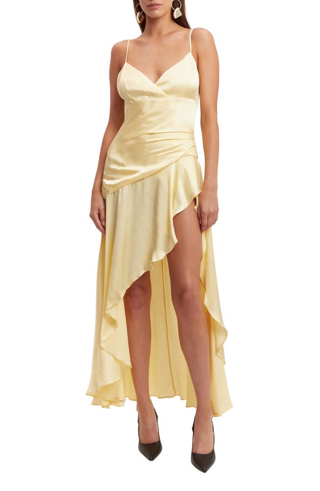 Bardot Sorella Ruffle Cocktail Midi Dress in Canary Yellow Cover