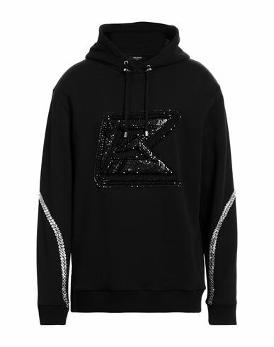 Balmain Man Sweatshirt Black Cotton, Glass Cover