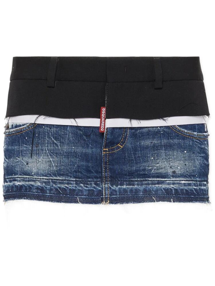 DSQUARED2 layered denim mini skirt - Blue Cover