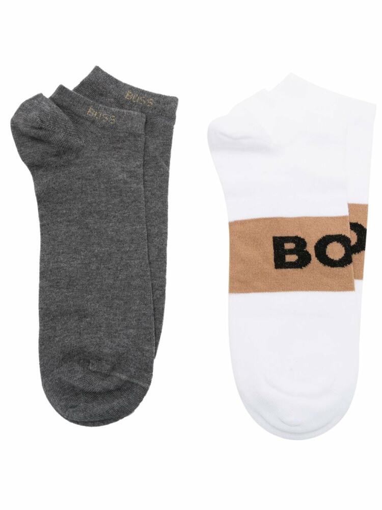 BOSS two-pack logo-embroidered trainer socks - Multicolour Cover