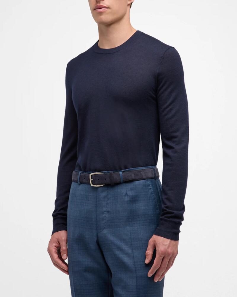 Neiman Marcus Men's Cashmere and Silk Crewneck Sweater Cover