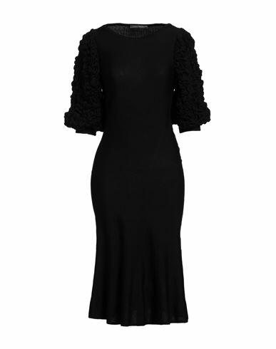 Alberta Ferretti Woman Midi dress Black Virgin Wool, Silk, Cashmere, Polyamide, Elastane Cover