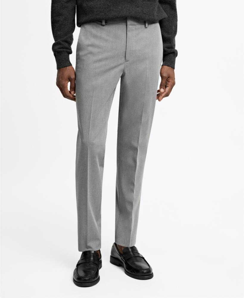 Mango Men's Stretch Fabric Super Slim-Fit Suit Pants - Gray Cover