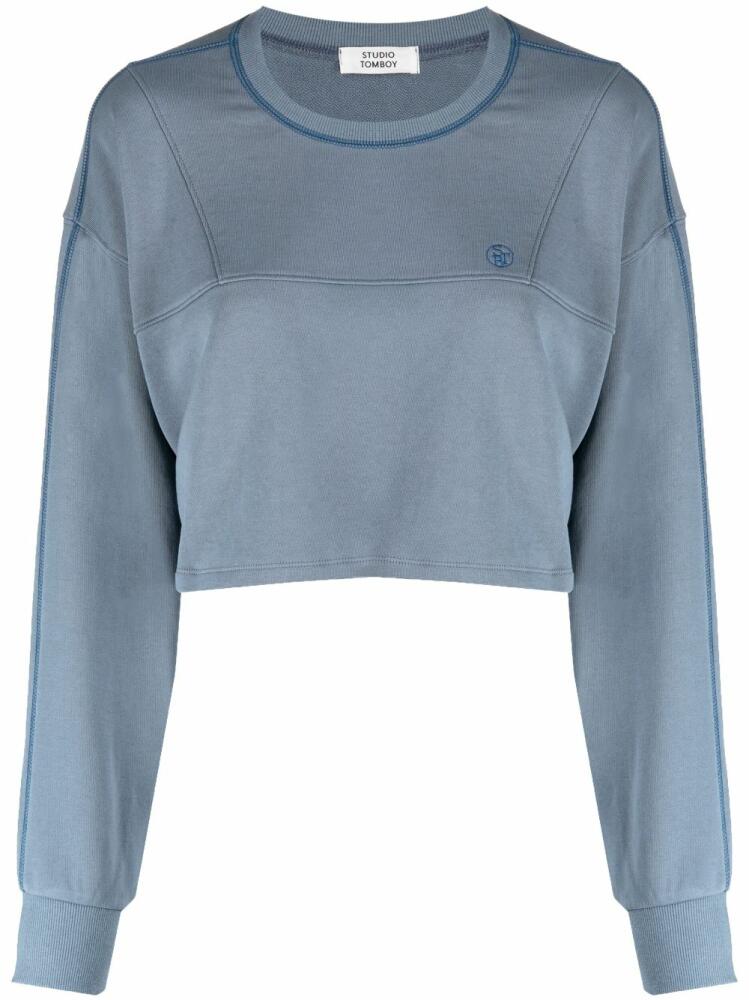 STUDIO TOMBOY seam-detail cropped sweatshirt - Blue Cover